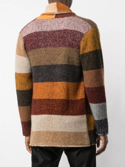 Shop The Elder Statesman Striped Cardigan In Brown