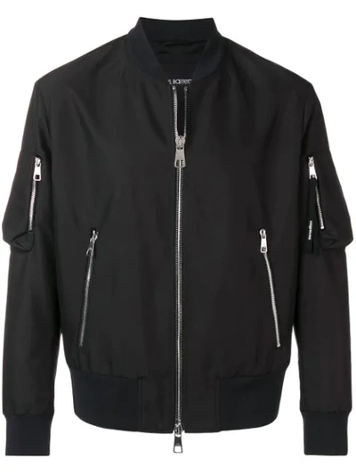 Shop Neil Barrett Zip Bomber Jacket In Black