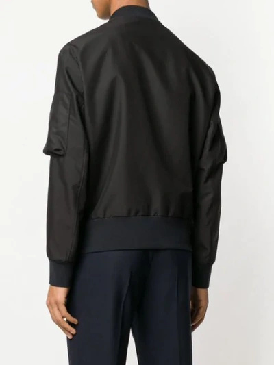 Shop Neil Barrett Zip Bomber Jacket In Black