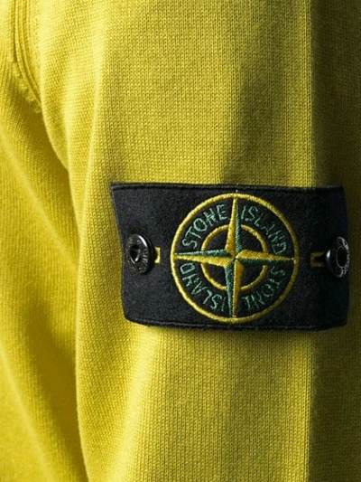 Shop Stone Island Logo Patch Zipped Cardigan In Green