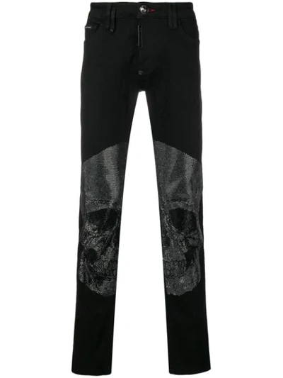 Shop Philipp Plein Super Straight-cut Skull Jeans In Black