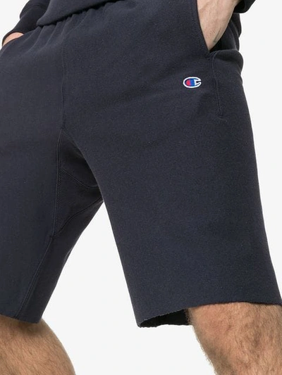 Shop Champion Logo Drawstring Shorts In Blue