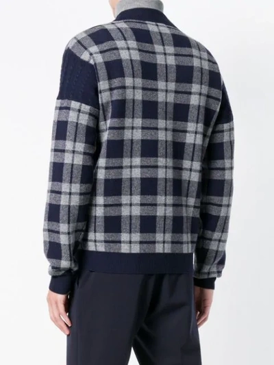 Shop Fendi Knitted Check Sweater - Blue