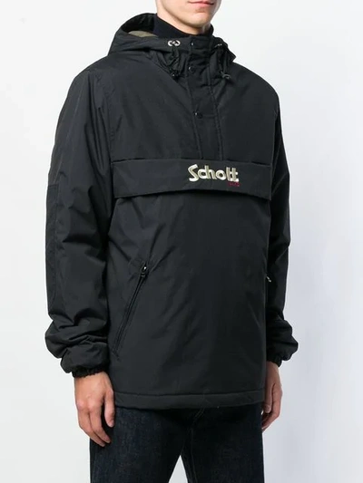 Shop Schott Hooded Lightweight Jacket In Black