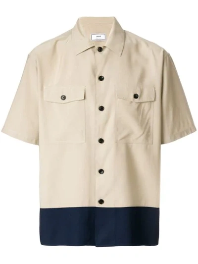 Shop Ami Alexandre Mattiussi Camp Collar Chest Pockets Short Sleeves Shirt In Neutrals