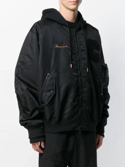 Shop Marcelo Burlon County Of Milan Hooded Bomber Jacket In Black