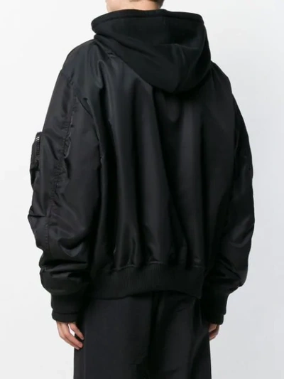 Shop Marcelo Burlon County Of Milan Hooded Bomber Jacket In Black