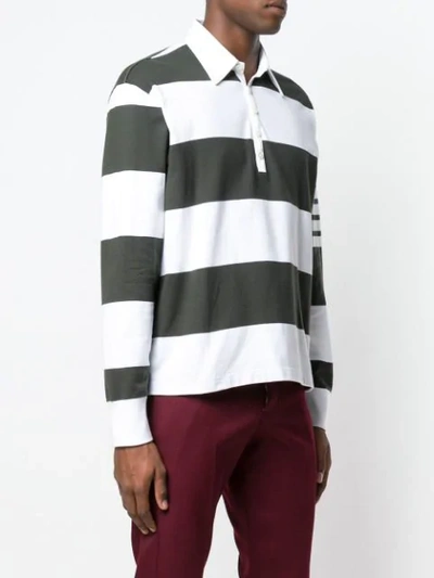 Shop Thom Browne 4-bar Striped Polo Shirt In Green