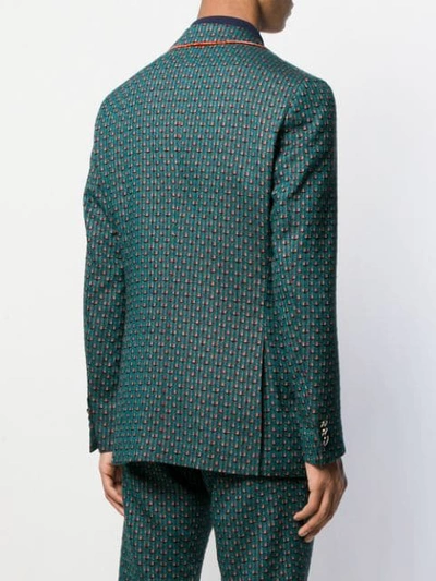 Shop Etro Embroidered Single Breasted Blazer In 500 Green