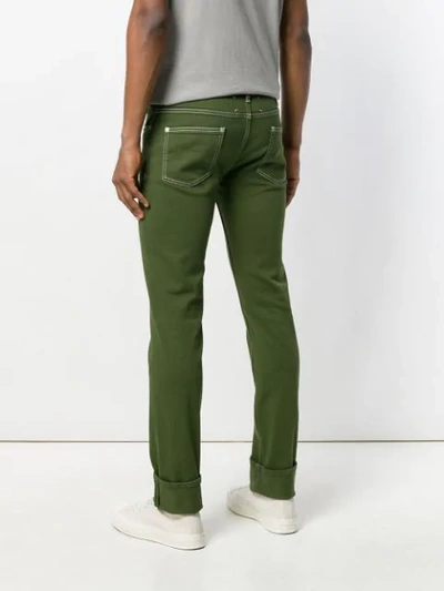 Shop Maison Margiela Topstitch Skinny Jeans In Green