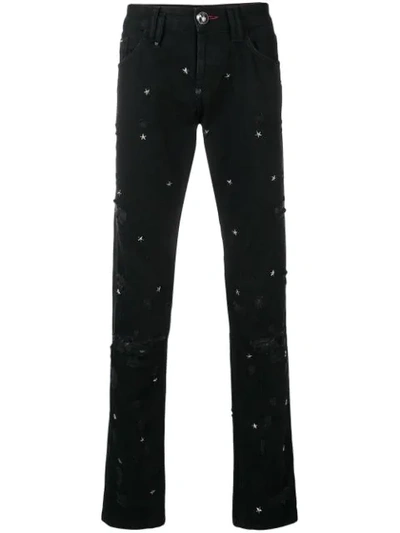 Shop Philipp Plein Star Studded Jeans In Black