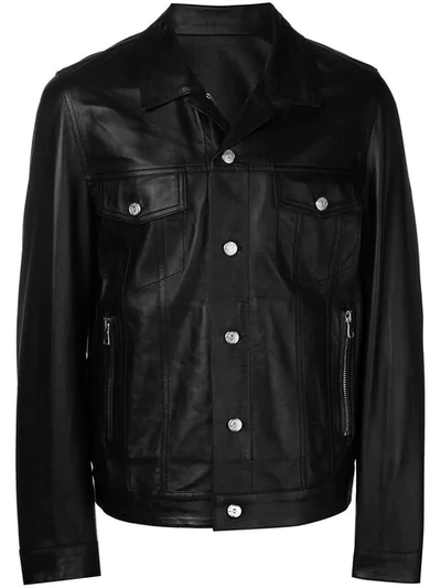 Shop Balmain Signature Logo Biker Jacket In Black