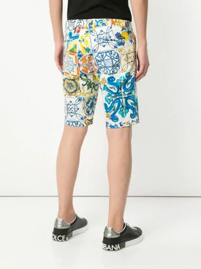 Shop Dolce & Gabbana Sicilian Print Fitted Shorts In White