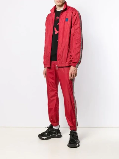 Shop Off-white Arrow Stripe Shell Jacket In Red