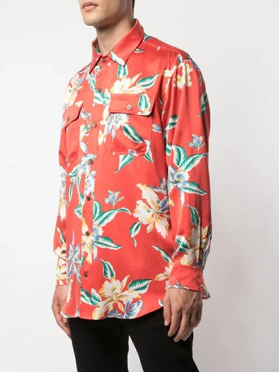 Shop Lost Daze Floral Pattern Shirt - Red