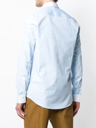 Shop Kenzo Contrast-placket Fitted Shirt - Blue
