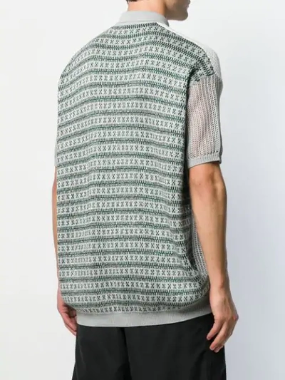 Shop Raf Simons Mesh Knit Polo Shirt In Grey