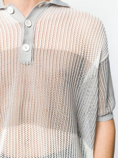 Shop Raf Simons Mesh Knit Polo Shirt In Grey