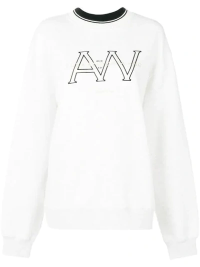 Shop Alexander Wang Logo Sweatshirt In Oatmeal/252