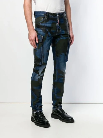 Shop Dsquared2 Biker Skinny Trousers In Blue