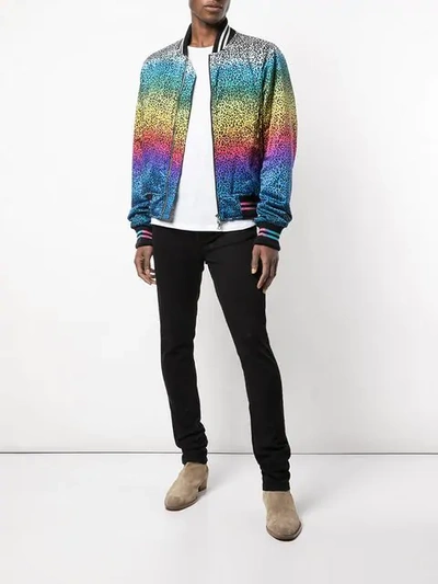 Shop Amiri Leopard Rainbow Bomber Jacket In Multi