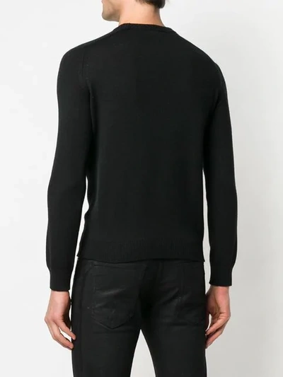 Shop Saint Laurent Beaded Logo Embroidery Sweater In Black