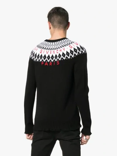 Shop Givenchy Fair Isle Logo Sweater In Black