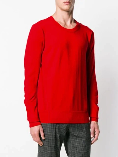 Shop Burberry Fine Knit Crew Neck Sweater In Red