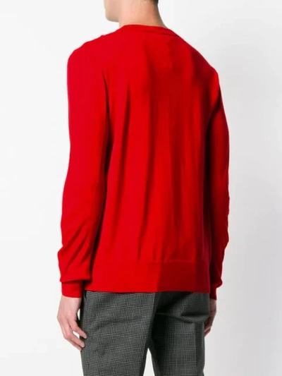 Shop Burberry Fine Knit Crew Neck Sweater In Red