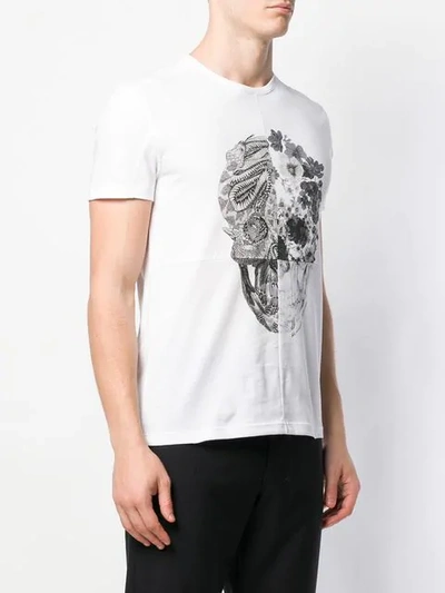 Shop Alexander Mcqueen Floral Skull Print T-shirt In White