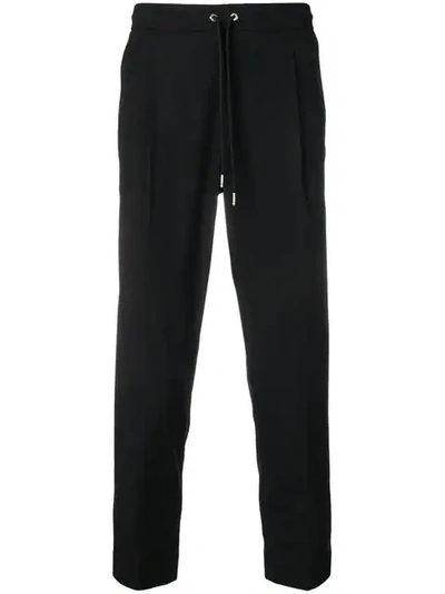 Shop Moncler Drawstring Cropped Trousers In Black
