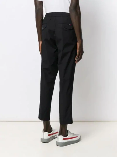 Shop Moncler Drawstring Cropped Trousers In Black