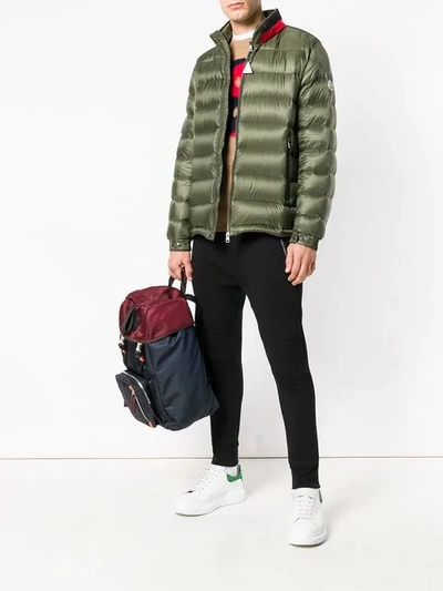 Shop Moncler Zipped Padded Jacket In Green