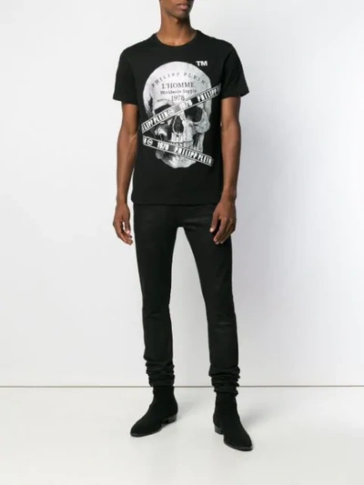 Shop Philipp Plein Rhinestone Skull Print T-shirt In Black