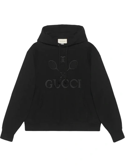 Shop Gucci Hooded Sweatshirt With  Tennis In Black