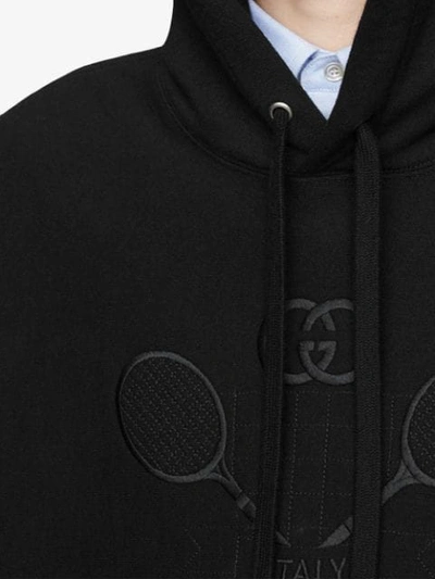 Shop Gucci Hooded Sweatshirt With  Tennis In Black