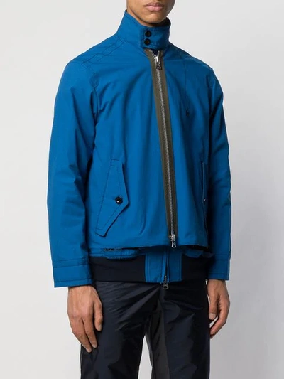 Shop Sacai Spider Embroidered Zipped Jacket In Blue