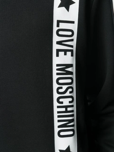 Shop Love Moschino Logo Strip Hoodie In Black
