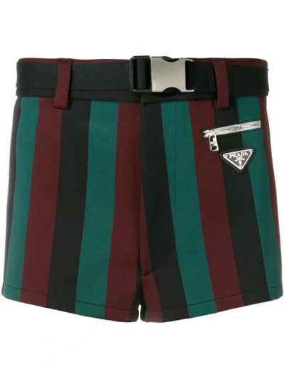 Shop Prada Striped Swim Shorts In Red