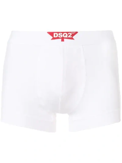 Shop Dsquared2 Contrast Logo Print Boxers In White