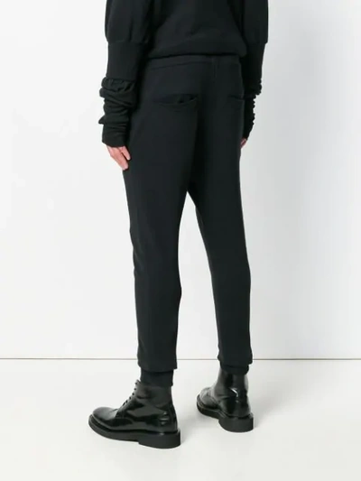 Shop Ann Demeulemeester Droped Crotch Track Trousers In Black