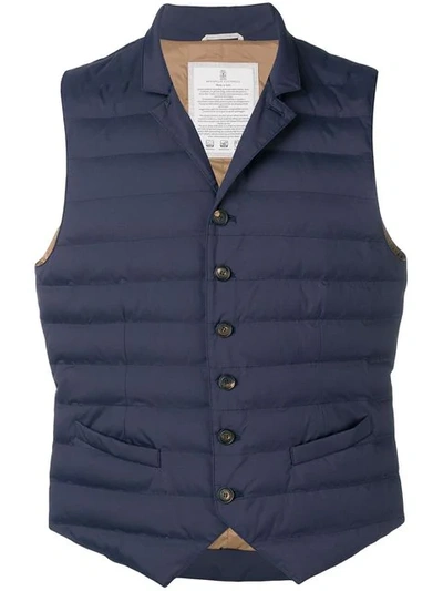 Shop Brunello Cucinelli Quilted Gilet In Blue