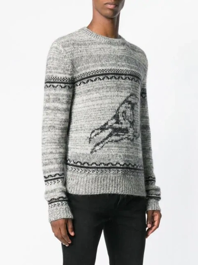 Shop Saint Laurent Bird Knit Jumper In Grey