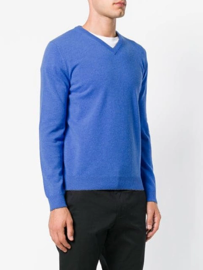 Shop Altea Fine Knit V-neck Sweater - Blue