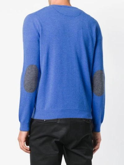 Shop Altea Fine Knit V-neck Sweater - Blue