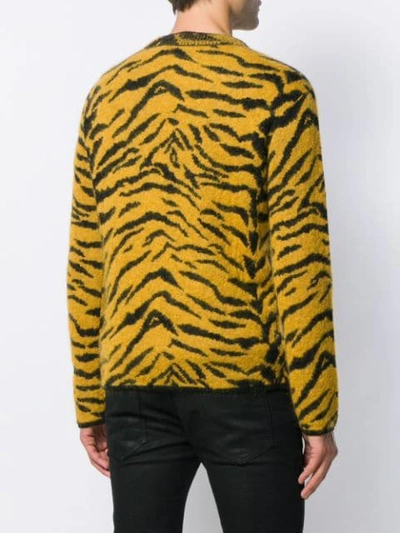 Shop Saint Laurent Zebra Intarsia Jumper In Yellow