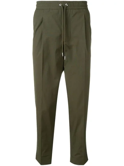 Shop Moncler Drawstring Waist Trousers In Green