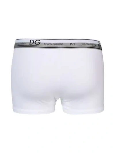 Shop Dolce & Gabbana Logo Fitted Boxers In White