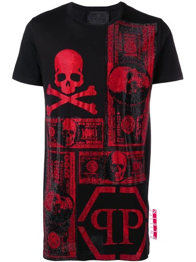 Shop Philipp Plein Embellished Dollar T-shirt In Black