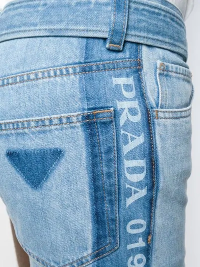 PRADA 系腰带牛仔短裤 - 蓝色